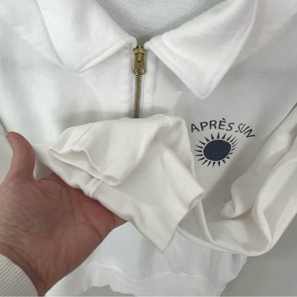 J. Crew Après Sun Half-Zip Graphic White Sweatshirt Size Small 100% Cotton. 20 - Picture 7 of 9